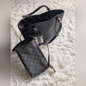 Set Nine West Jordi Trap Shoulder Tote Bag and Crossbody Black